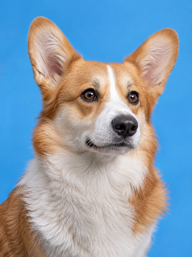 Corgi on blue